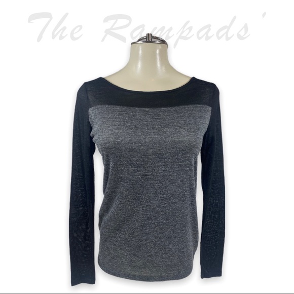 Ann Taylor Upper Black Lower Gray Body Long-sleeve Shirt Size Small - Picture 1 of 8